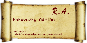 Rakovszky Adrián névjegykártya